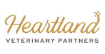 Logo of Heartland Veterinary Partners. The word Heartland is in gold cursive, and Veterinary Partners is in gray uppercase letters beneath it. The background is white.