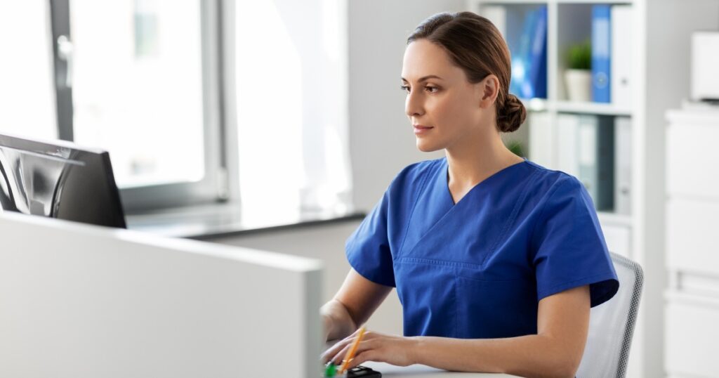 A radiation safety officer (RSO) reviews X-ray badge options on a website.