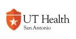 The logo of UT Health San Antonio features an orange shield with a white star on the left, proudly accompanied by the text UT Health San Antonio to the right, embodying the institution’s commitment to excellence and care.