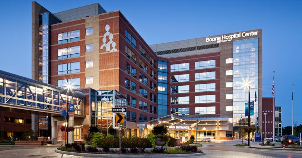 Exterior photo of Boone Hospital.