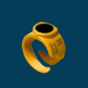 A yellow Ora OSL dosimeter ring by Radiation Detection Company.