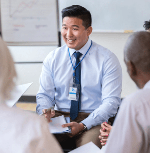 A radiation safety officer (RSO) meets with healthcare professionals.