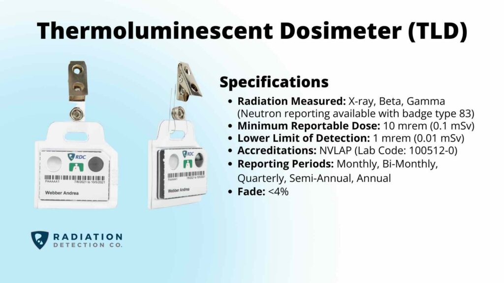Dosimeter specifications and reporting details