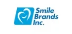Logo of Smile Brands Inc. featuring a stylized, white dental design on a blue background with the company name in blue text on the right.