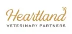 Logo with the words Heartland Veterinary Partners in two lines. The text Heartland is in a stylized, gold-colored script, while VETERINARY PARTNERS is in capitalized, gray block letters.